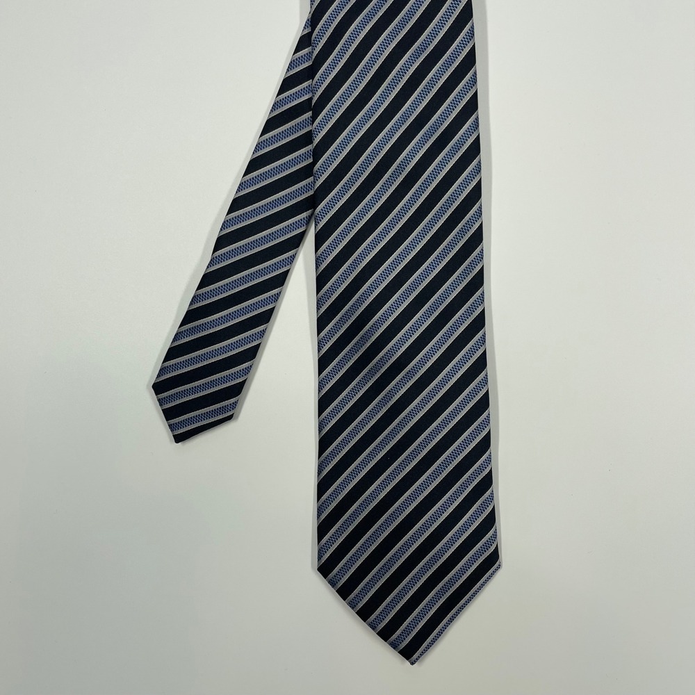 Kirkland Navy Blue Striped Silk Necktie Mens One Size